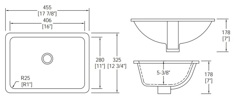 Rectangular Porcelain Bathroom Sinks 1611 – Noble Stone Collection