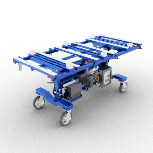 Motorized Adjustable Install Cart- White rubber 110V 1100 lb Capacity